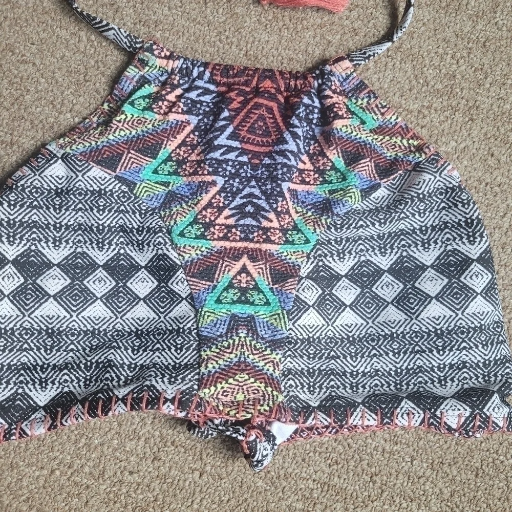 NWOT No Boundaries Women's Tribal Aztec Print Halter Swim Top Size Large (11-13)